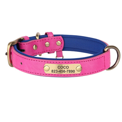 Personalized Dog Collar Leash Custom PU Leather Dog Tag Collars Free Engraved Nameplate For Small Medium Large Dogs Pitbull