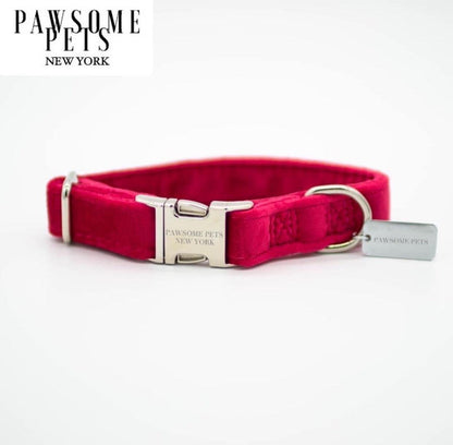 DOG & CAT COLLAR - RED VELVET-0