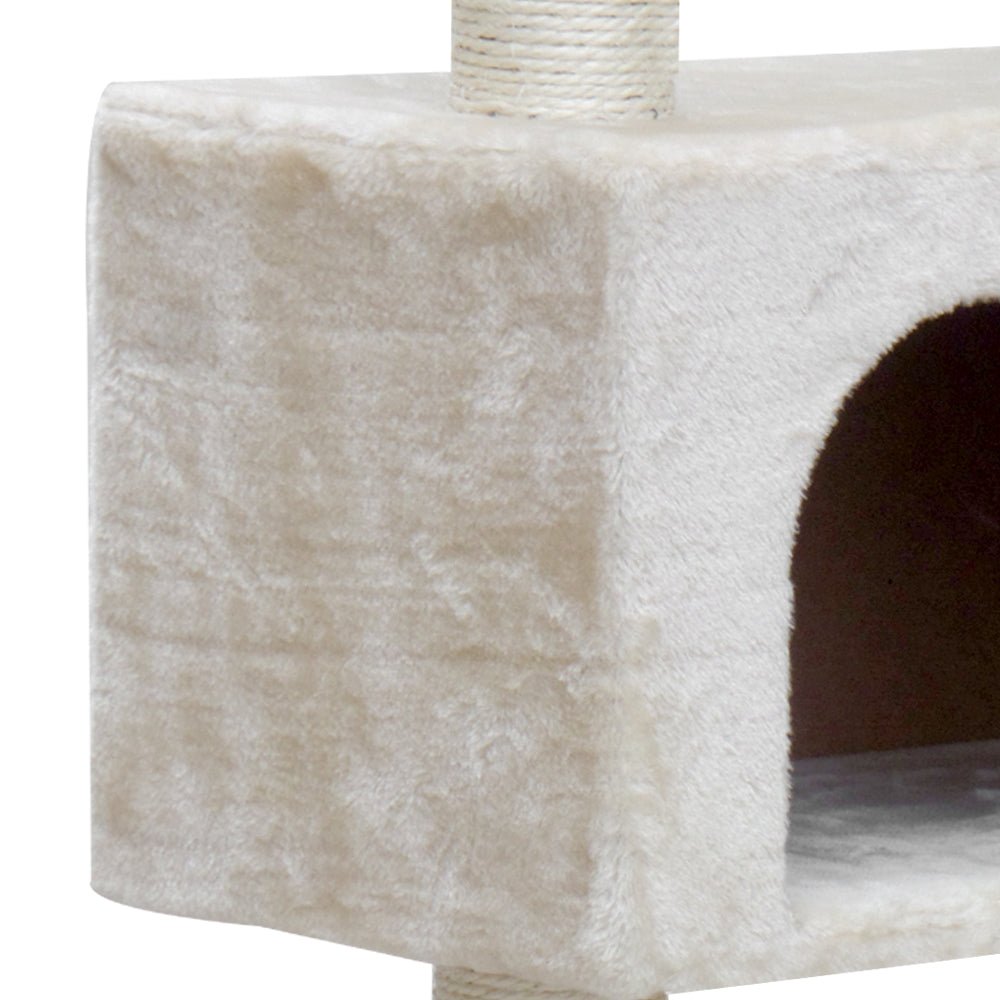 Cat Tree 134cm Trees Scratching Post Scratcher Tower Condo House Furniture Wood Beige-4