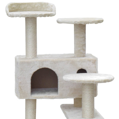 Cat Tree 134cm Trees Scratching Post Scratcher Tower Condo House Furniture Wood Beige-5