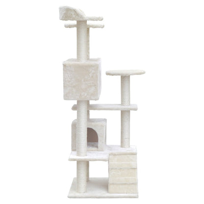 Cat Tree 134cm Trees Scratching Post Scratcher Tower Condo House Furniture Wood Beige-3