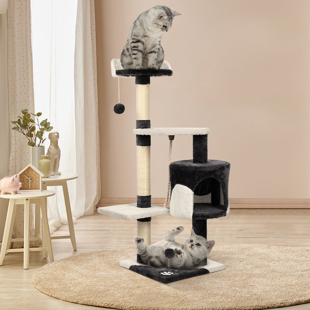 Cat Tree 112cm Trees Scratching Post Scratcher Tower Condo House Furniture Wood-7